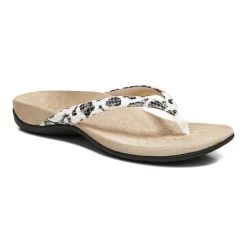 Womens Vionic Dillon Snake Toe Post Sandal White Leopard