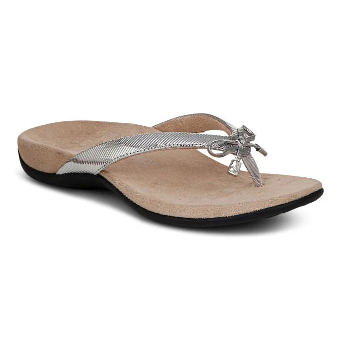 Womens Vionic Bella Toe Post Sandal In Aluminum 3 Womens Vionic Bella Toe Post Sandal In Aluminum